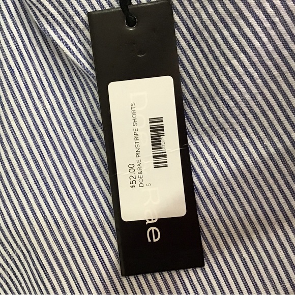 Doe & Rae Blue and White Pinstripe High Waist Shorts Size Small NWT - Picture 3 of 3